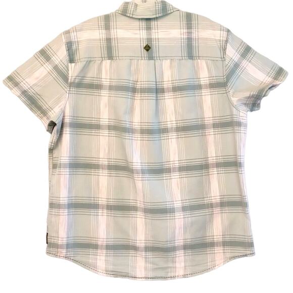 Prana Tamrack Shirt Size M Short Sleeve Button Front Organic Cotton Beachy - Picture 6 of 10
